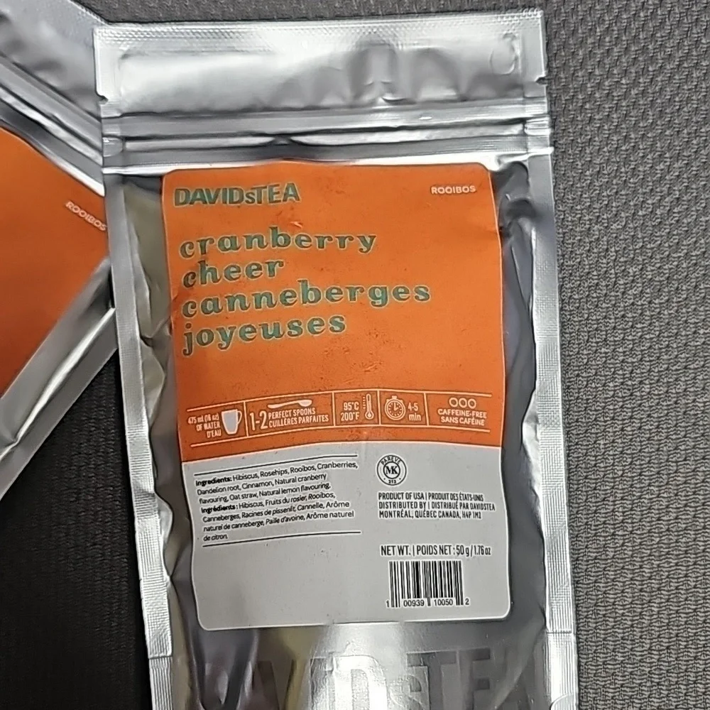 🍒🍵 Cranberry Cheer NEW by DAVIDsTEA 100g Fruit Rooibos Blend 3.52oz Vegan